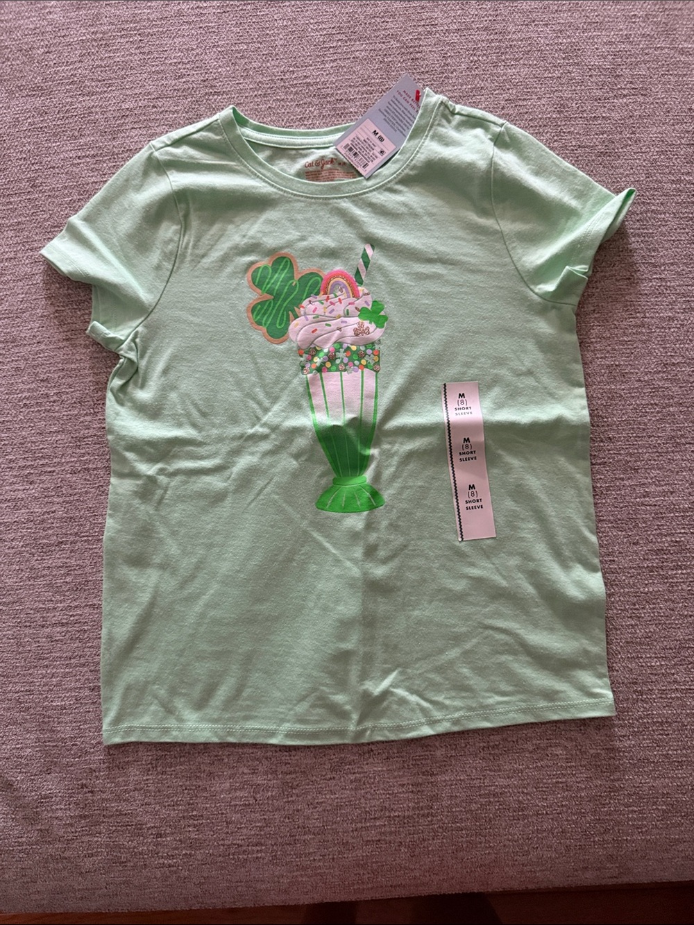 Cat & Jack Light Green Ice Cream Milkshake Graphic Tee